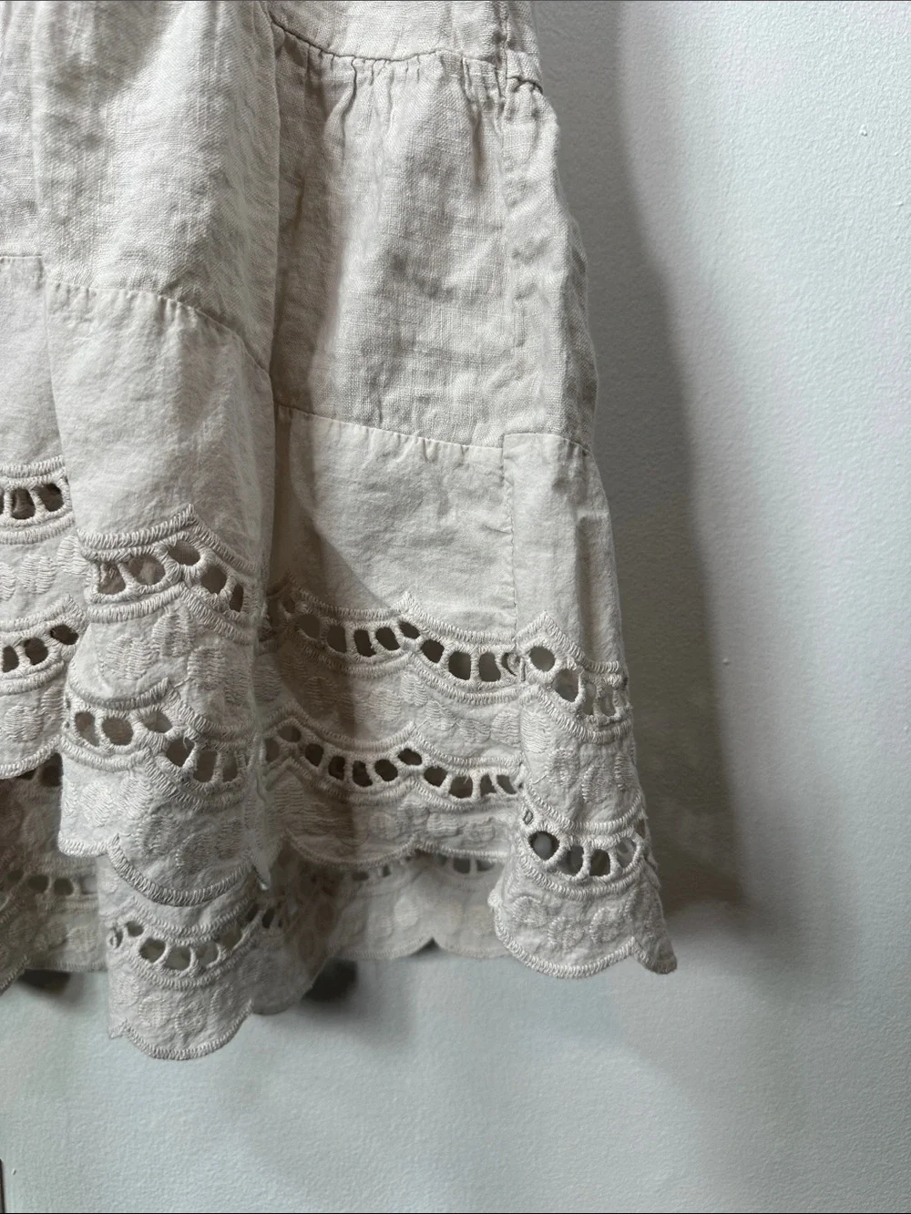 ✨ Rosemarine Italian 100% Linen Sleeveless Pintuck Eyelet Hem Dress Women's XL✨ - Picture 6 of 12